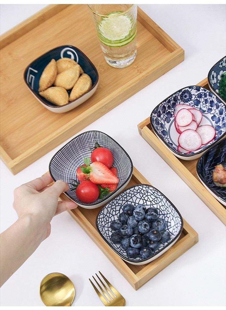 Japanese-Style Square Aperitivo/Snack Bowls with Wooden Tray - Tableware - sanroccoitalia.it