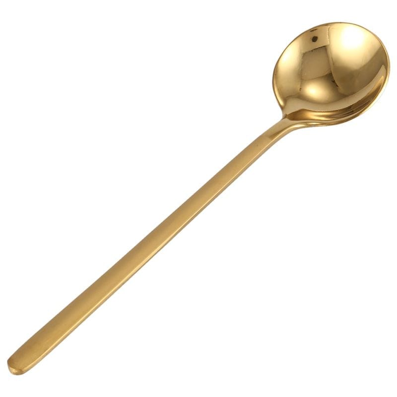 Round, Gold Stainless Steel Coffee Spoons - 12 piece set - www.sanroccoitalia.it - Tableware