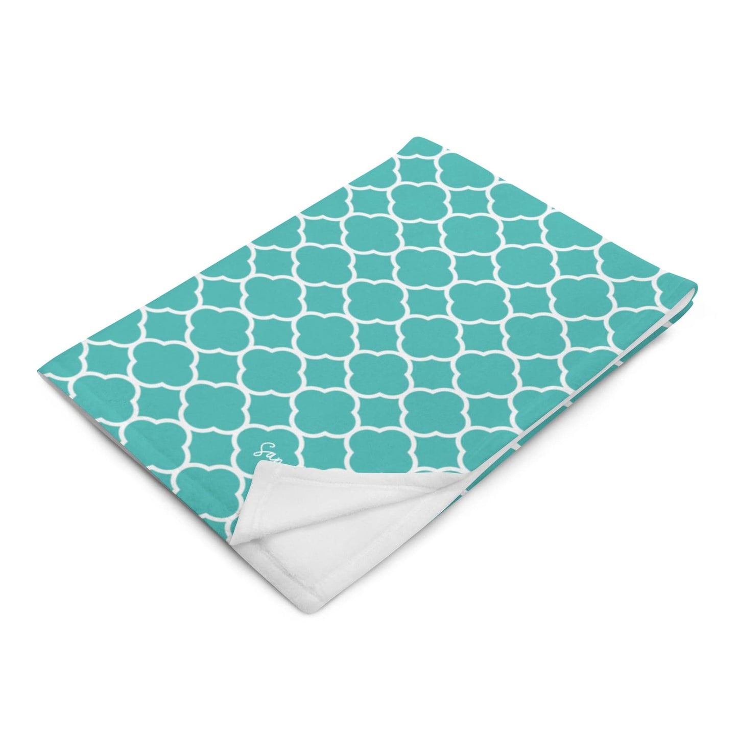 Turquoise Quatrefoil Throw Blanket - - San Rocco Italia