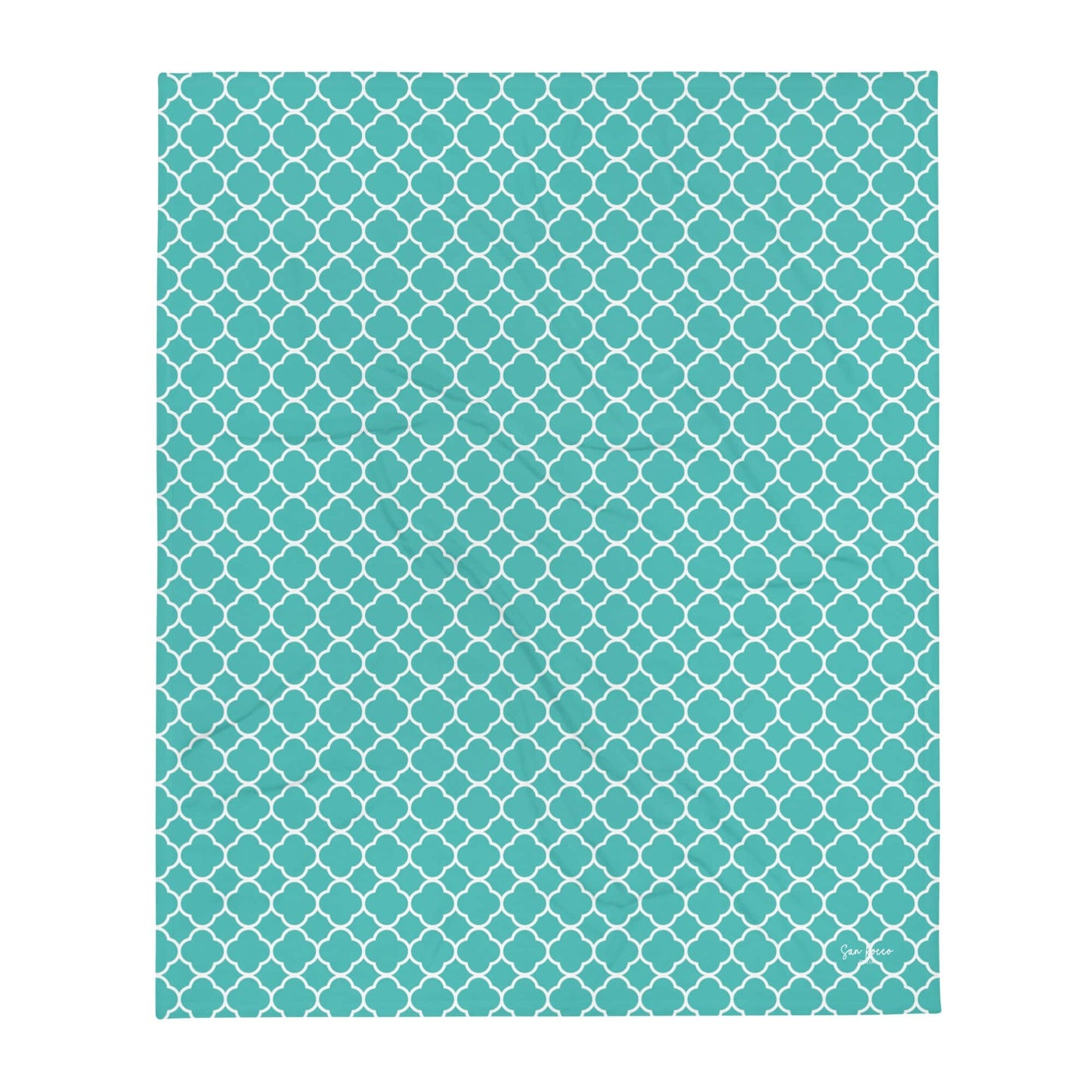 Turquoise Quatrefoil Throw Blanket - - San Rocco Italia