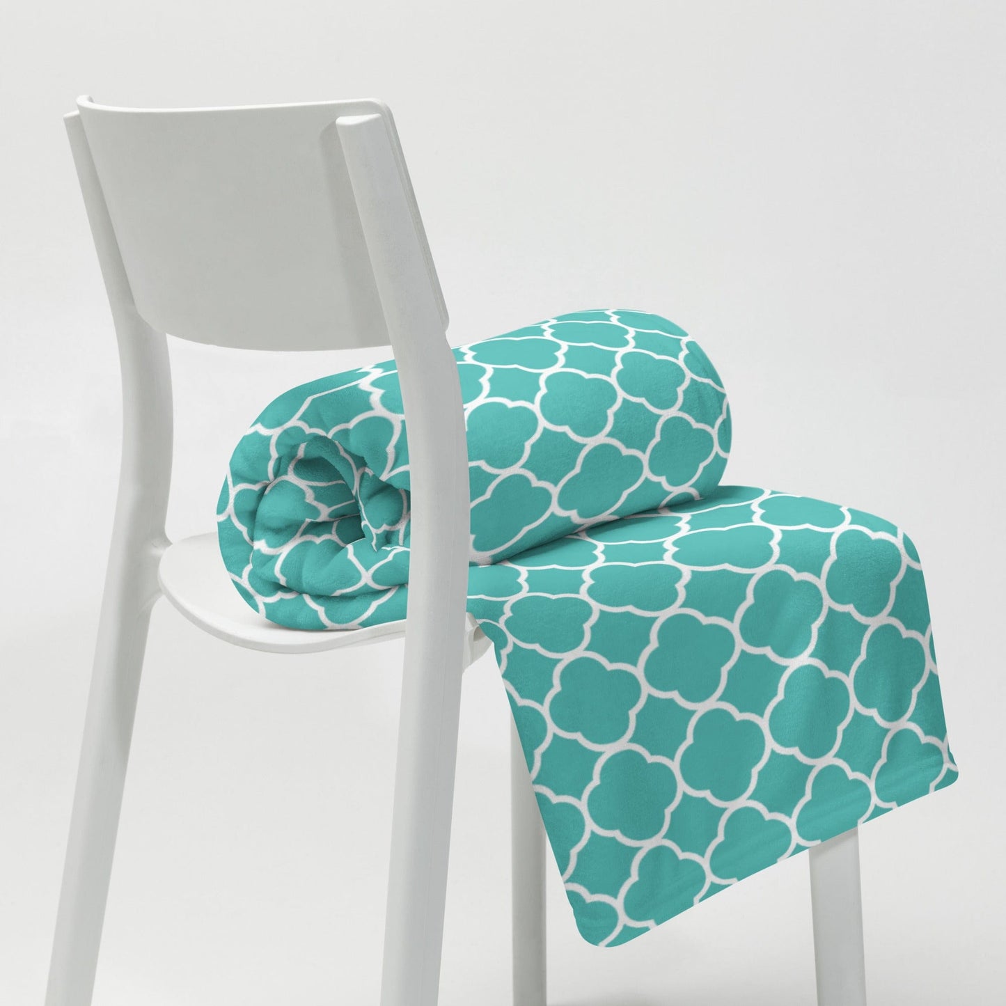 Turquoise Quatrefoil Throw Blanket - - San Rocco Italia