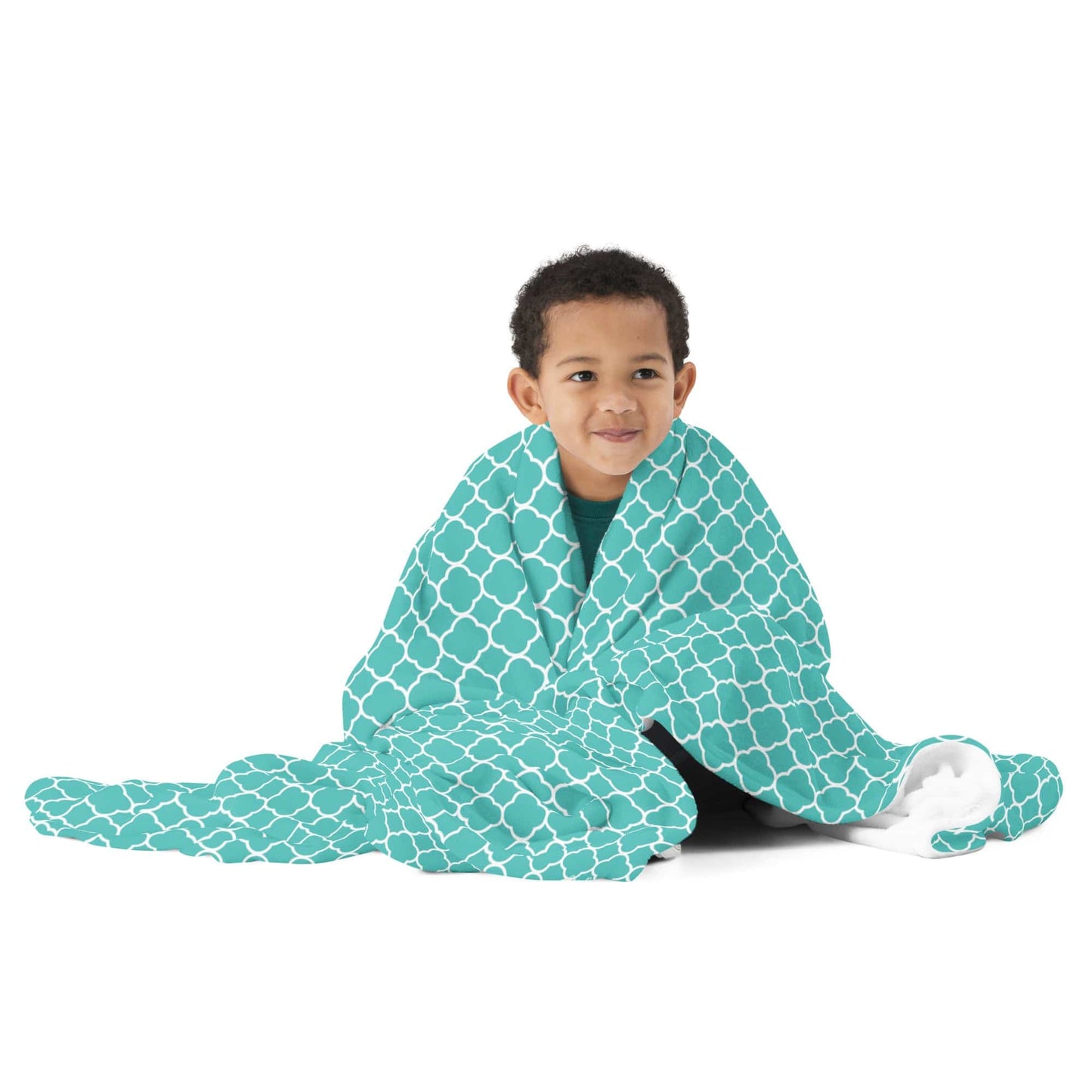 Turquoise Quatrefoil Throw Blanket - - San Rocco Italia