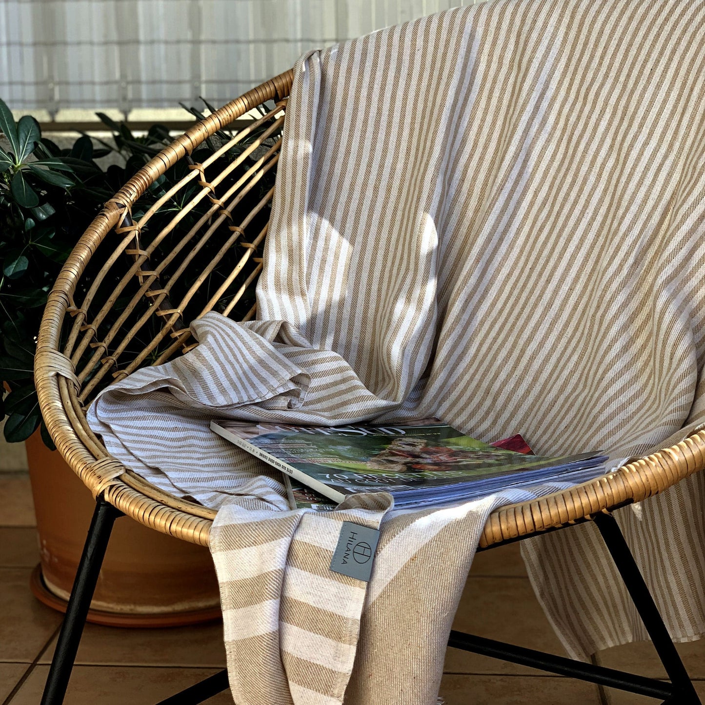 Fethiye Upcycled Throw Blanket / Towel - Beige - Premium Textiles & Pillows - Just €135! Shop now at San Rocco Italia
