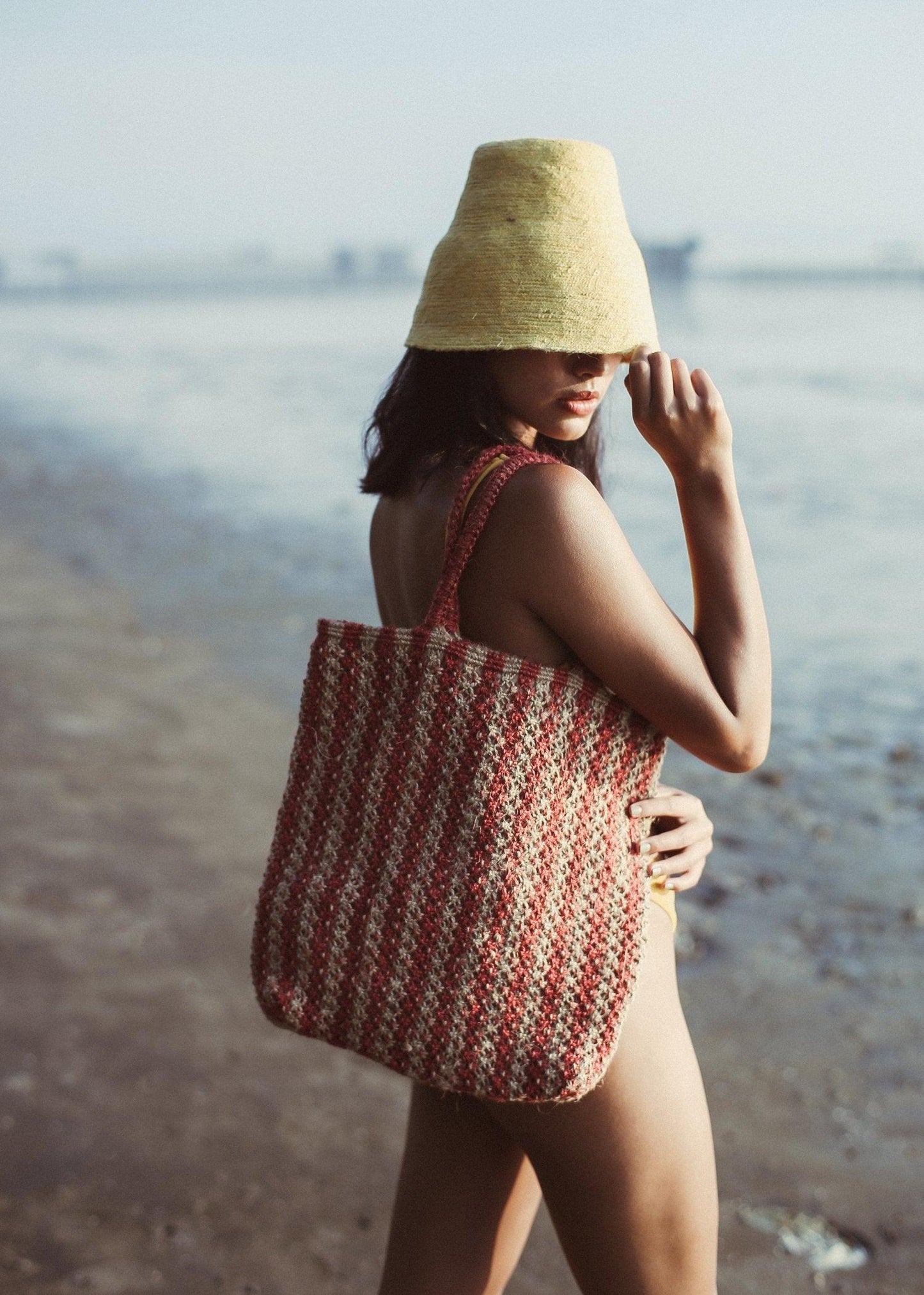 Louisa Striped Straw Tote Bag - Premium Totes & Beach Bags - Just €125! Shop now at San Rocco Italia