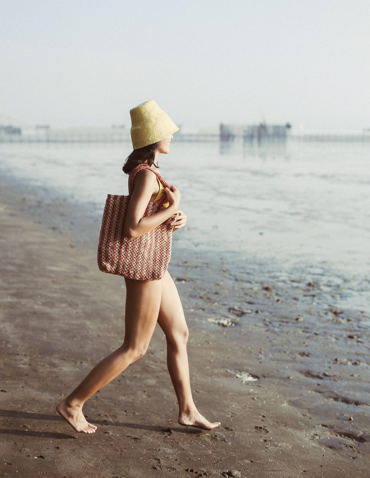 Louisa Striped Straw Tote Bag - Premium Totes & Beach Bags - Just €125! Shop now at San Rocco Italia