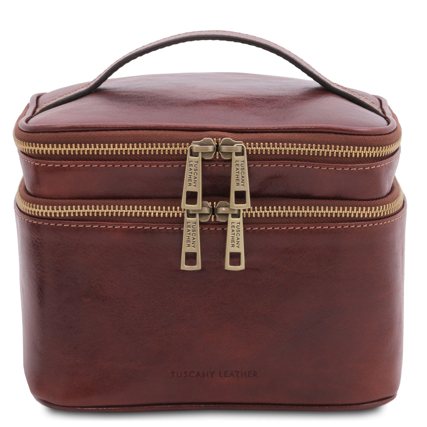 Travel leather accessories Brown Eliot - Leather toiletry bag train case | TL142045 San Rocco Italia