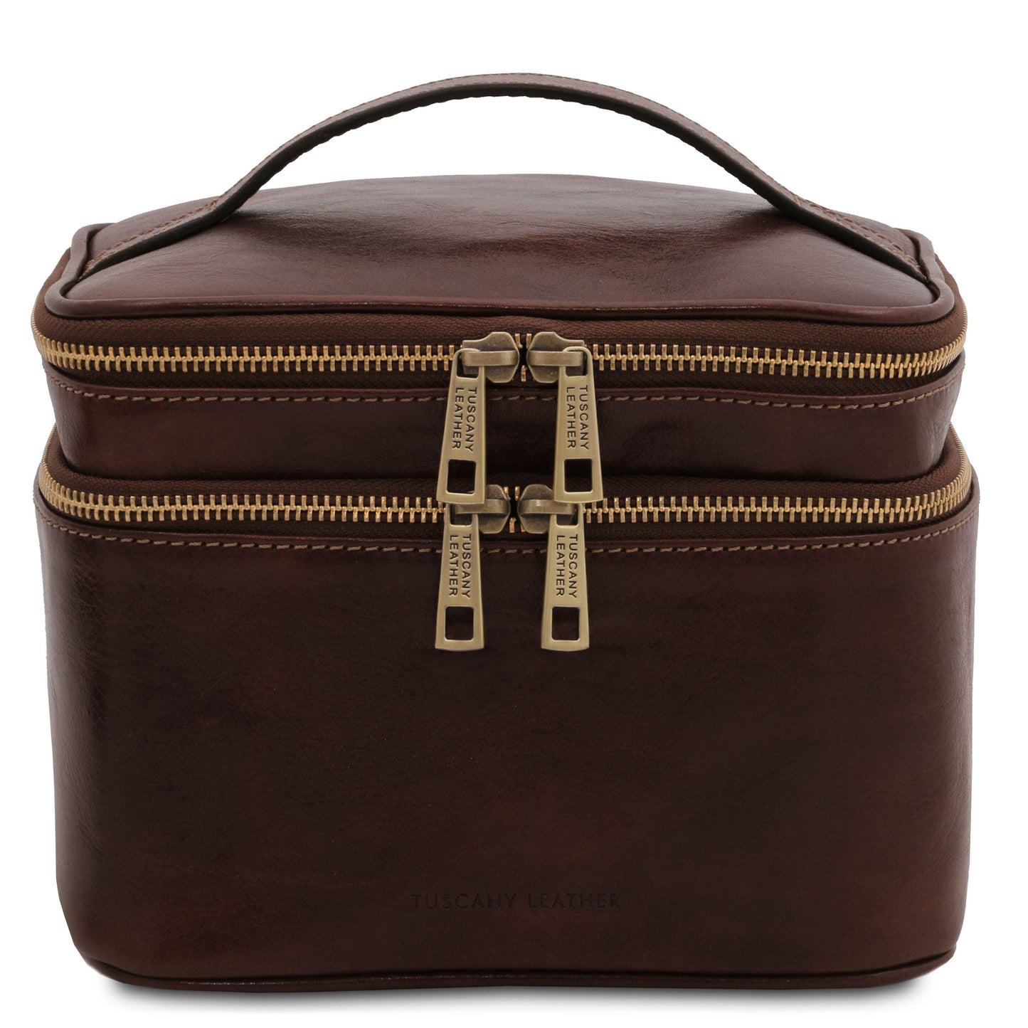 Travel leather accessories Dark Brown Eliot - Leather toiletry bag train case | TL142045 San Rocco Italia