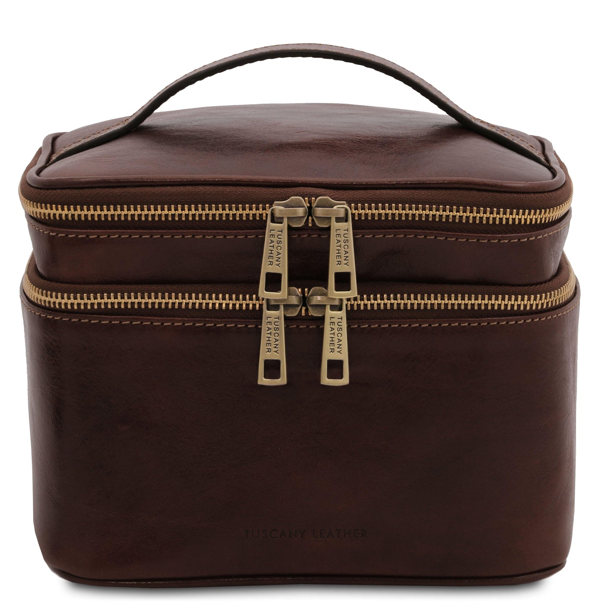 Travel leather accessories Dark Brown Eliot - Leather toiletry bag train case | TL142045 San Rocco Italia