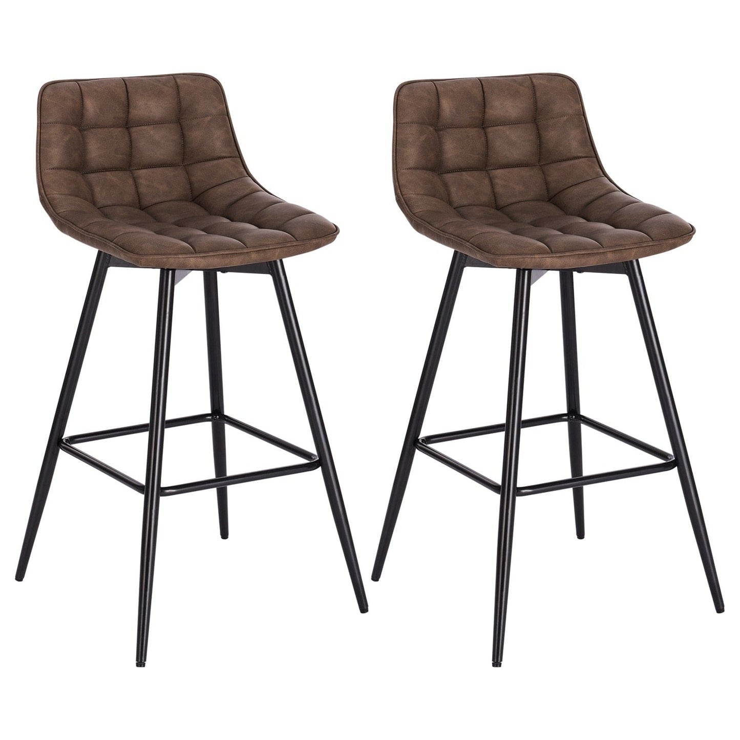 Vegan Leather and Velvet Bar Stools | Set of 2 - Metal Legs - - San Rocco Italia