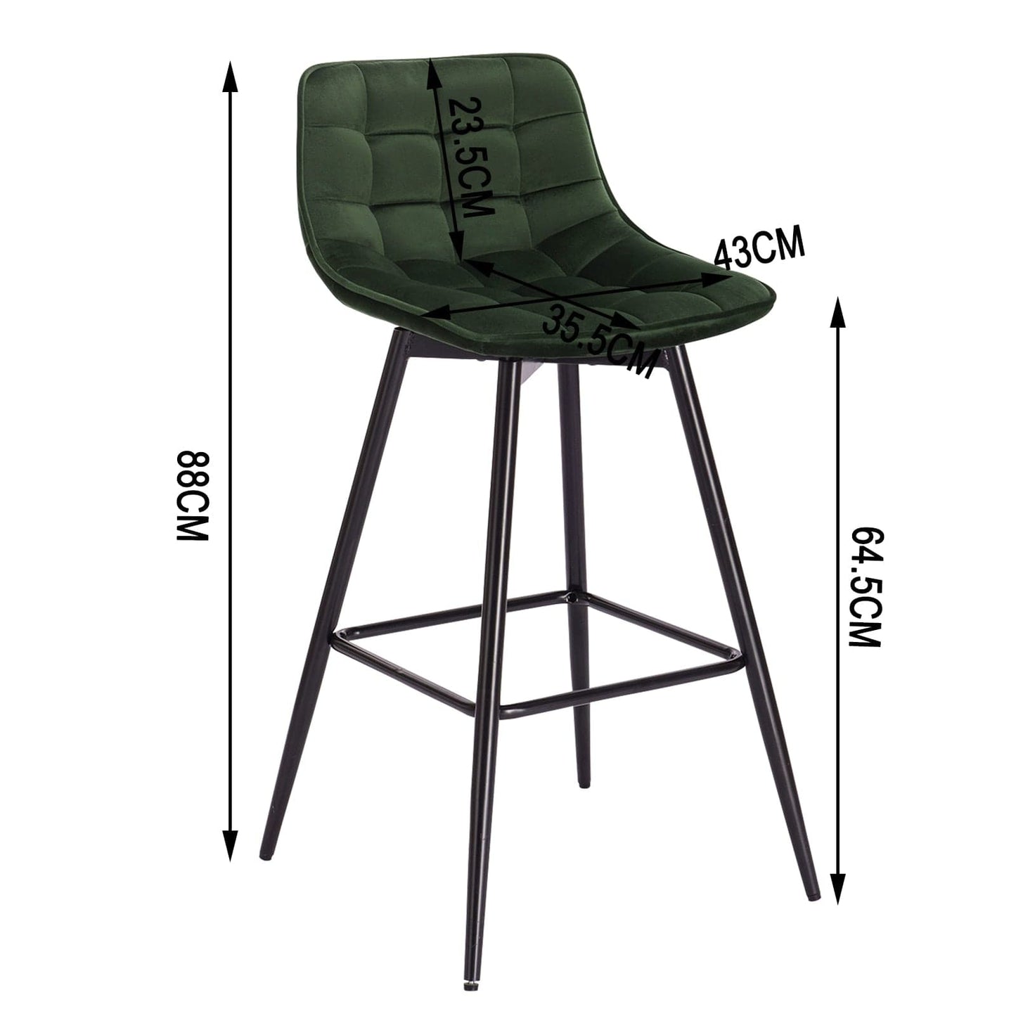 Vegan Leather and Velvet Bar Stools | Set of 2 - Metal Legs - - San Rocco Italia