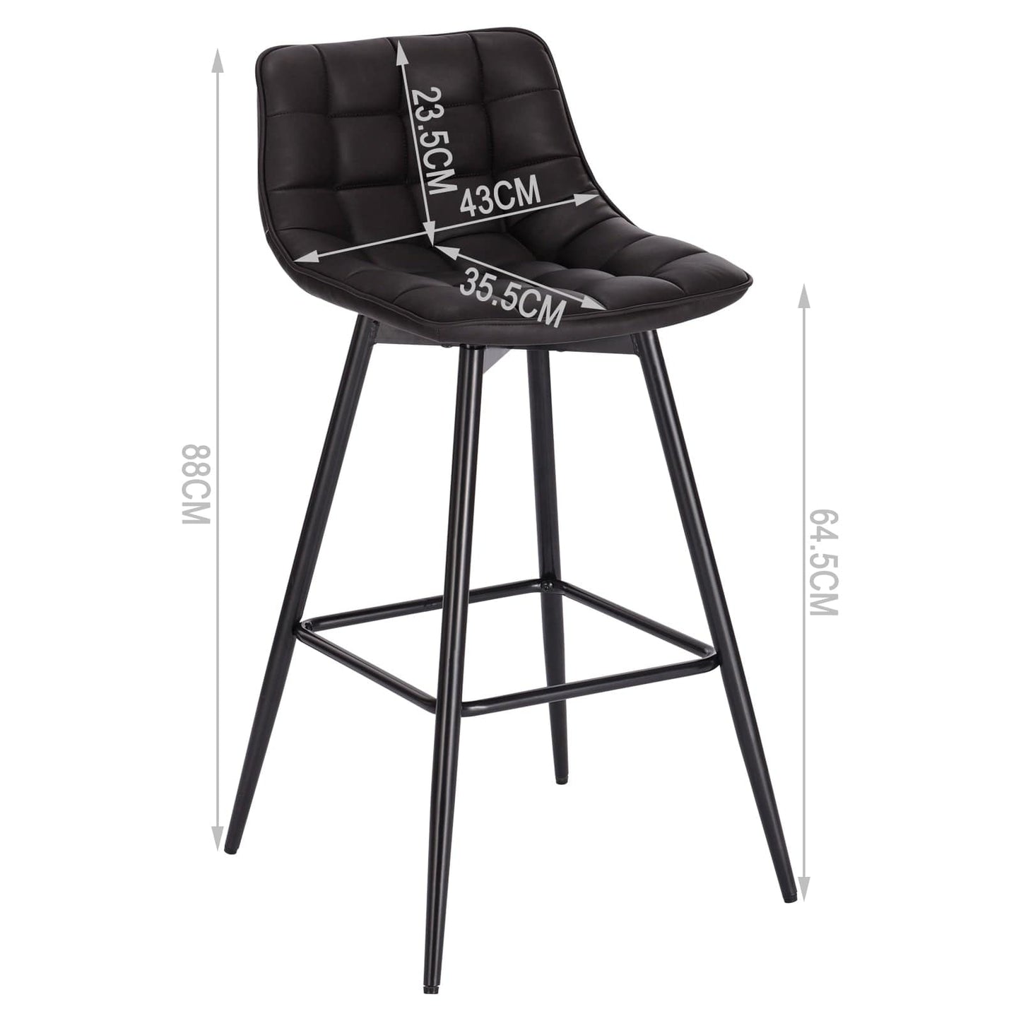 Vegan Leather and Velvet Bar Stools | Set of 2 - Metal Legs - - San Rocco Italia