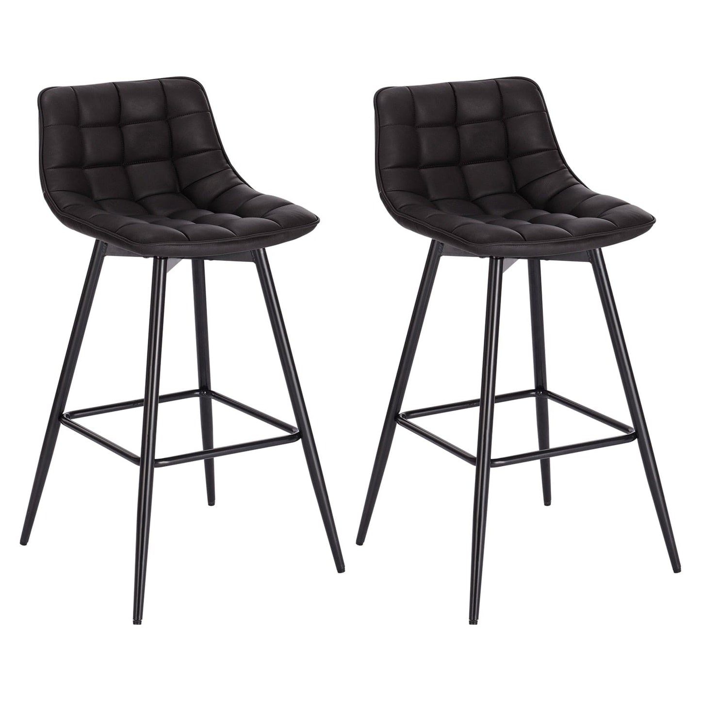 Vegan Leather and Velvet Bar Stools | Set of 2 - Metal Legs - - San Rocco Italia