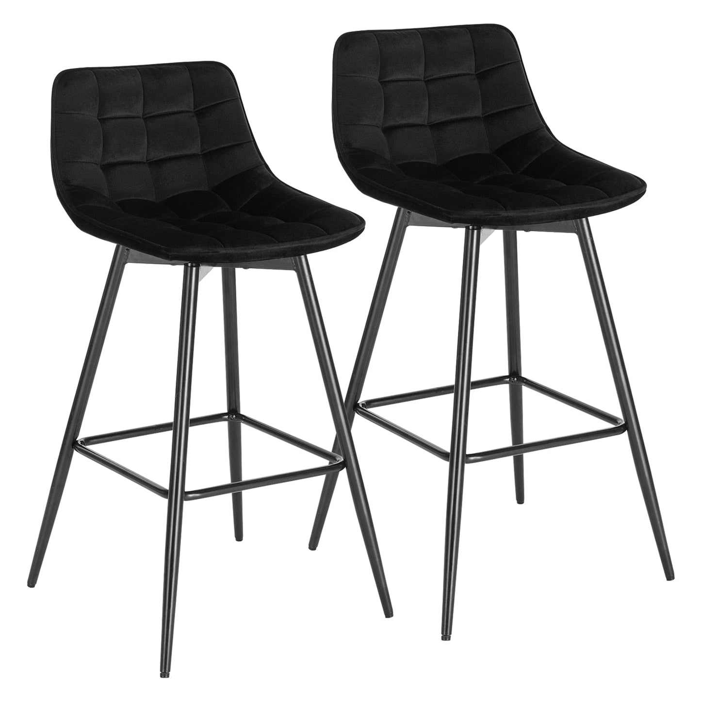Vegan Leather and Velvet Bar Stools | Set of 2 - Metal Legs - - San Rocco Italia