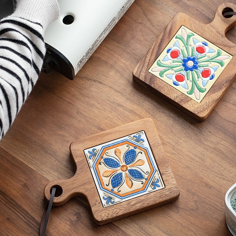 Wooden Trivet with Ceramic Tiles - Premium - Just €34.95! Shop now at San Rocco Italia