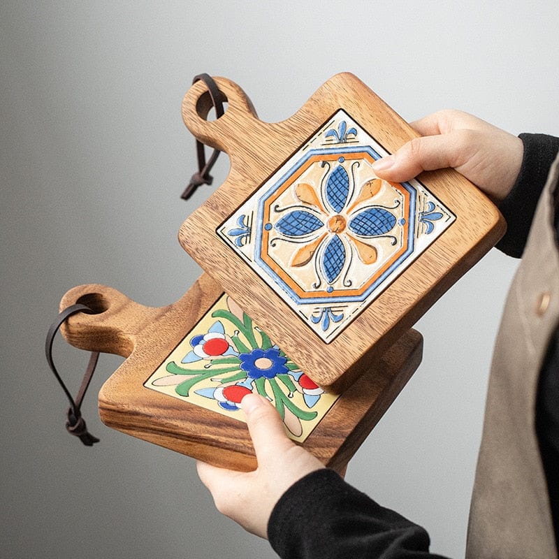 Wooden Trivet with Ceramic Tiles - Premium - Just €34.95! Shop now at San Rocco Italia