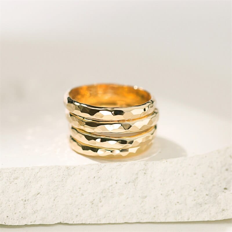 Hand Hammered 14K Gold Filled Rings - San Rocco Italia