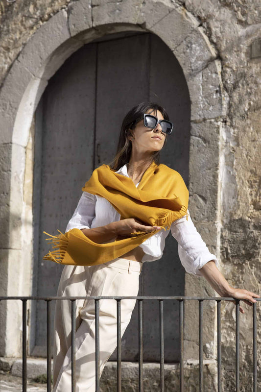 Scarves ochre 100% Royal Alpaca Scarf San Rocco Italia