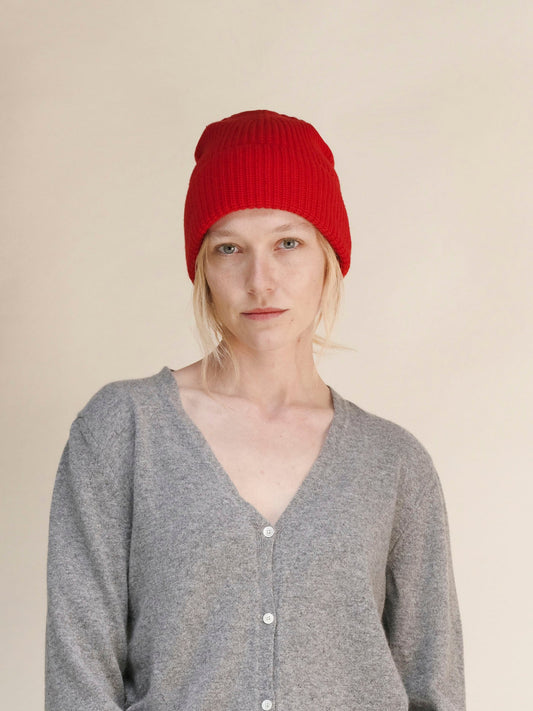 Cashmere Blend Ribbed Beanie
