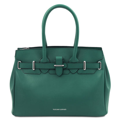 TL Bag - Structured leather handbag with shoulder strap
