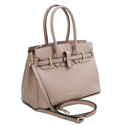 TL Bag - Structured leather handbag with shoulder strap