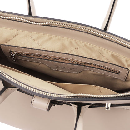 TL Bag - Structured leather handbag with shoulder strap