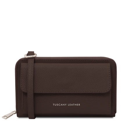 Urania - Leather phone wallet with strap