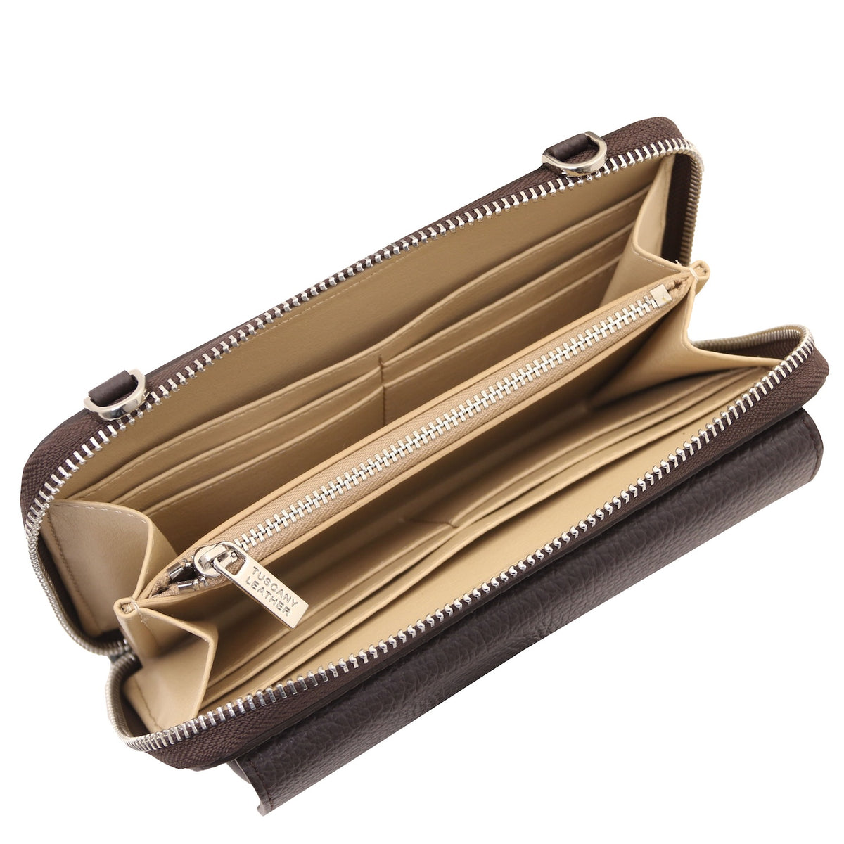Urania - Leather phone wallet with strap
