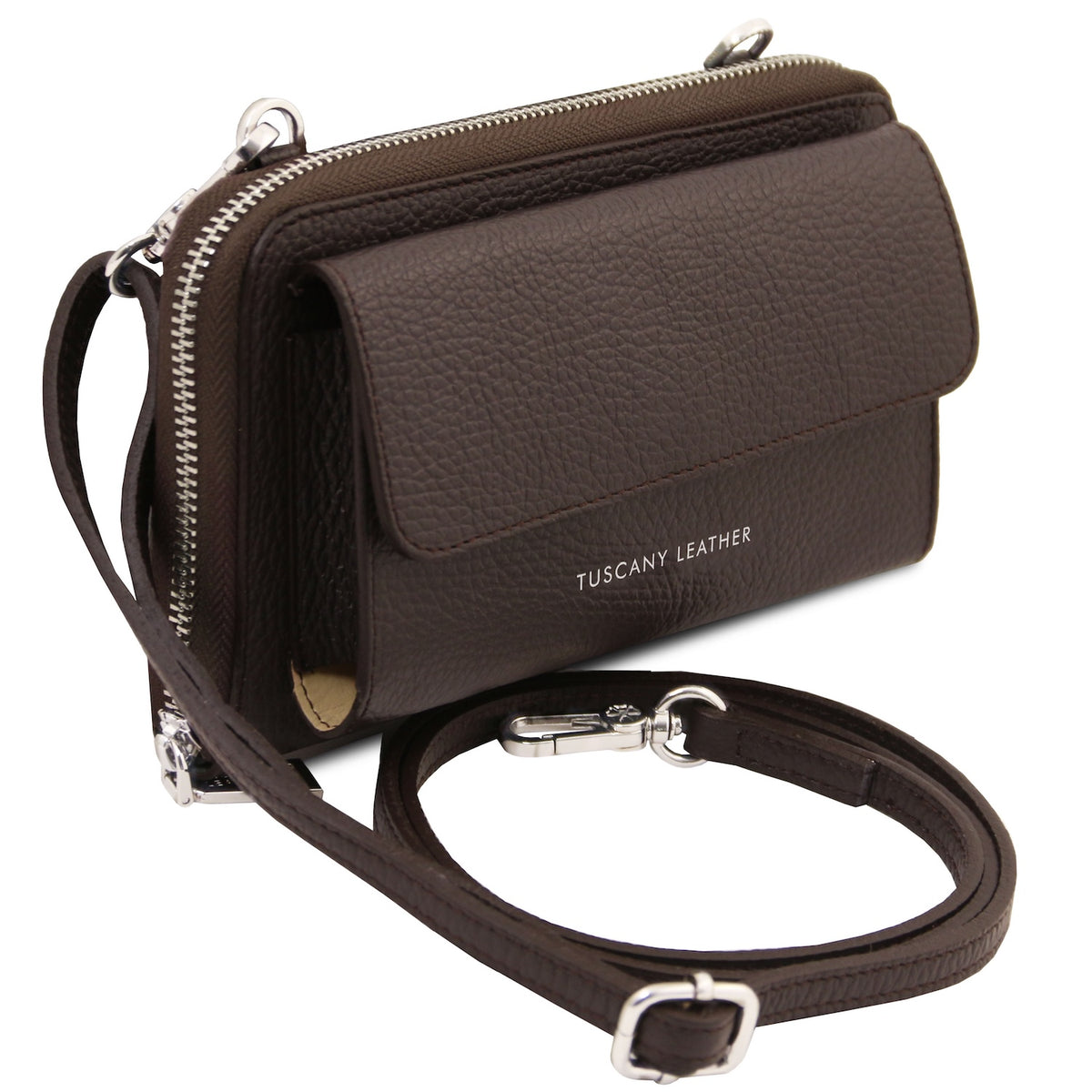 Urania - Leather phone wallet with strap