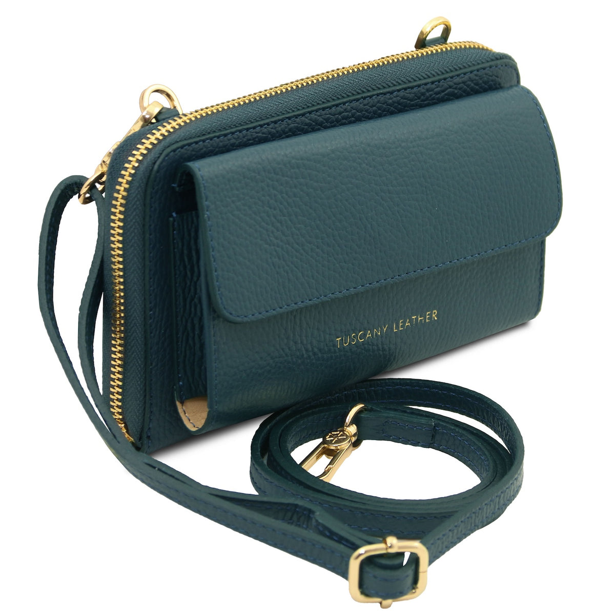 Urania - Leather phone wallet with strap
