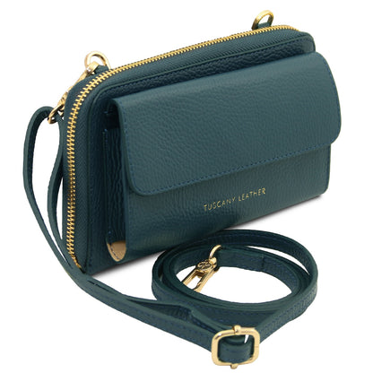 Urania - Leather phone wallet with strap