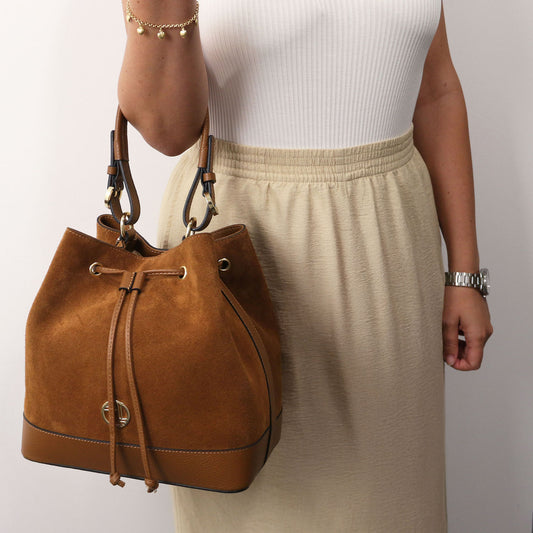 Minerva - Suede leather bucket bag | TL142476