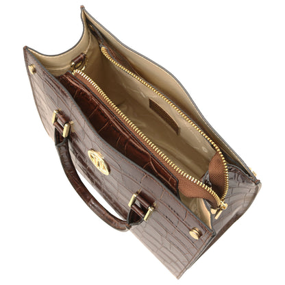 Croque - Croc print leather tote handbag | TL142504