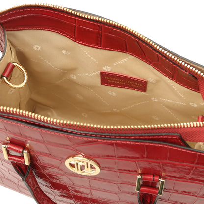 Croque - Croc print leather tote handbag | TL142504