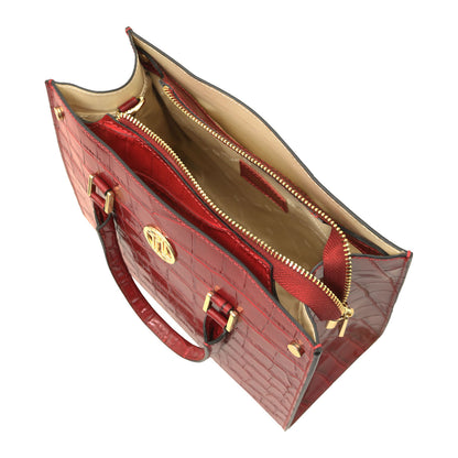 Croque - Croc print leather tote handbag | TL142504