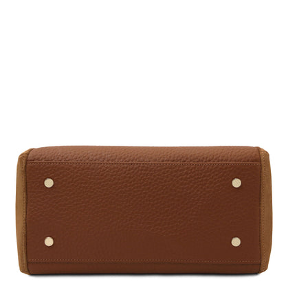 Libra - Long handle suede & leather tote bag | TL142508