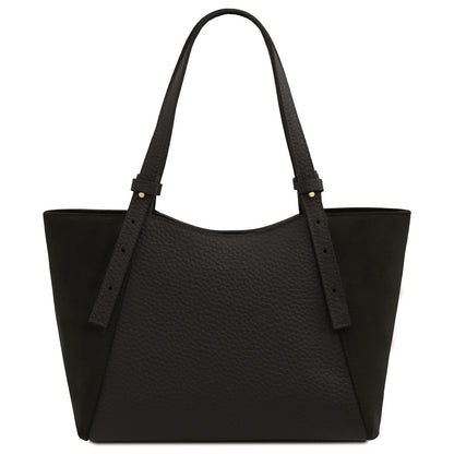Libra - Long handle suede & leather tote bag | TL142508