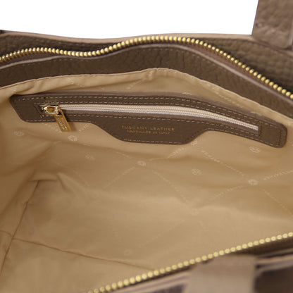 Libra - Long handle suede & leather tote bag | TL142508