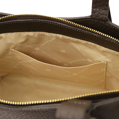Libra - Long handle suede & leather tote bag | TL142508