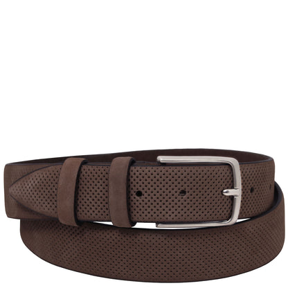 Elegant perforated nubuck leather belt 35mm | TL142535