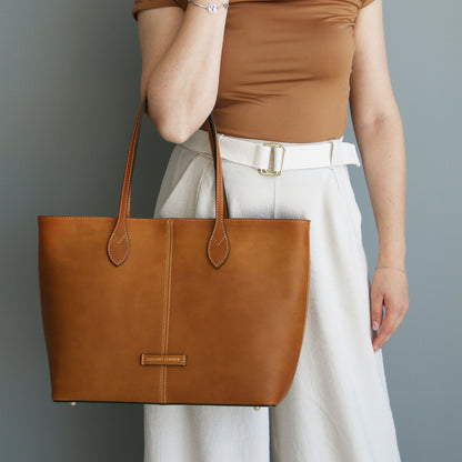 Essenza - Long handle leather tote bag | TL142612