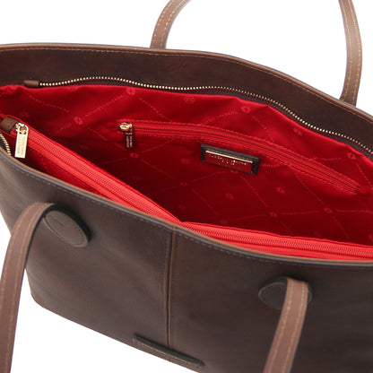 Essenza - Long handle leather tote bag | TL142612