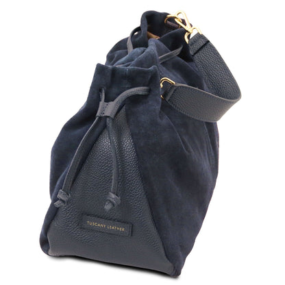 Allure - Soft Suede Leather Bucket Shopper Bag - TL142614