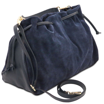 Allure - Soft Suede Leather Bucket Shopper Bag - TL142614