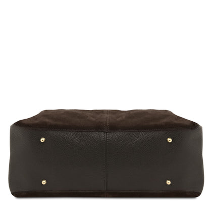Allure - Soft Suede Leather Bucket Shopper Bag - TL142614