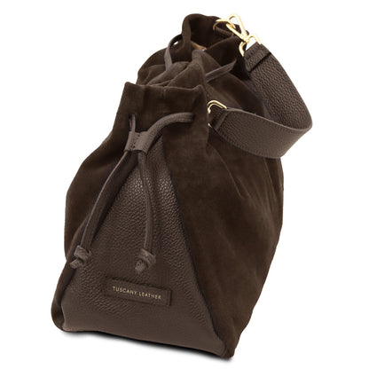 Allure - Soft Suede Leather Bucket Shopper Bag - TL142614
