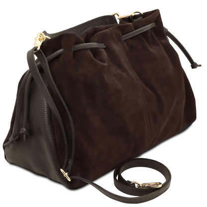 Allure - Soft Suede Leather Bucket Shopper Bag - TL142614