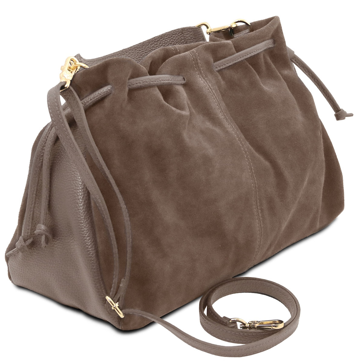 Allure - Soft Suede Leather Bucket Shopper Bag - TL142614