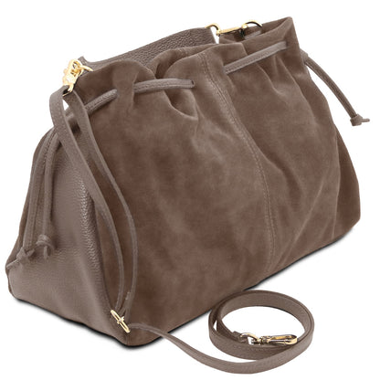 Allure - Soft Suede Leather Bucket Shopper Bag - TL142614