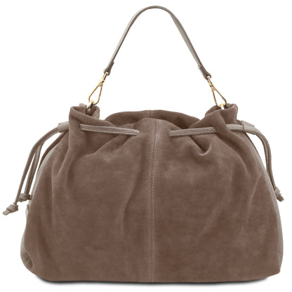 Allure - Soft Suede Leather Bucket Shopper Bag - TL142614