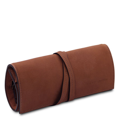 Leather Jewellery Roll in Vegetable-Tanned Leather | TL142625